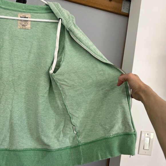 PULL & BEAR Heather Green White Zip Up Hoodie Sweat Jacket Sz L - Picture 11 of 13